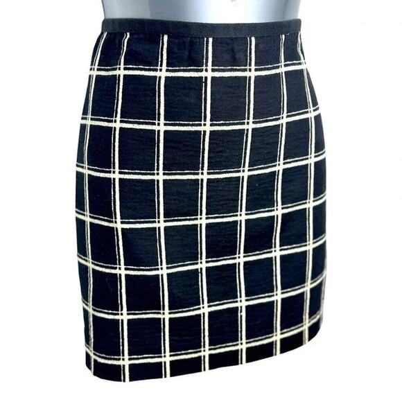 Madewell Cotton Windowpane Mini Skirt Black White Double Gauze Size 0 - Picture 2 of 9